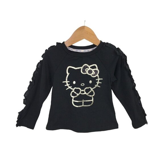 Hello Kitty Black Ruffle Sleeve Top Size 3Toddler NWT - Picture 1 of 8